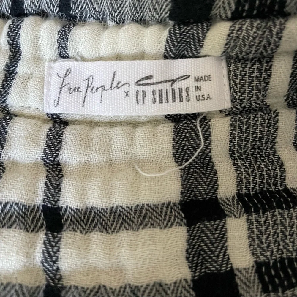 Free People x CP Shades Checkmate Plaid Shirt Dress Black Ivory Long Sleeve XS